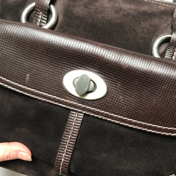 Andrea Mabiani Brown Leather Suede Satchel Tote - Picture 8 of 8